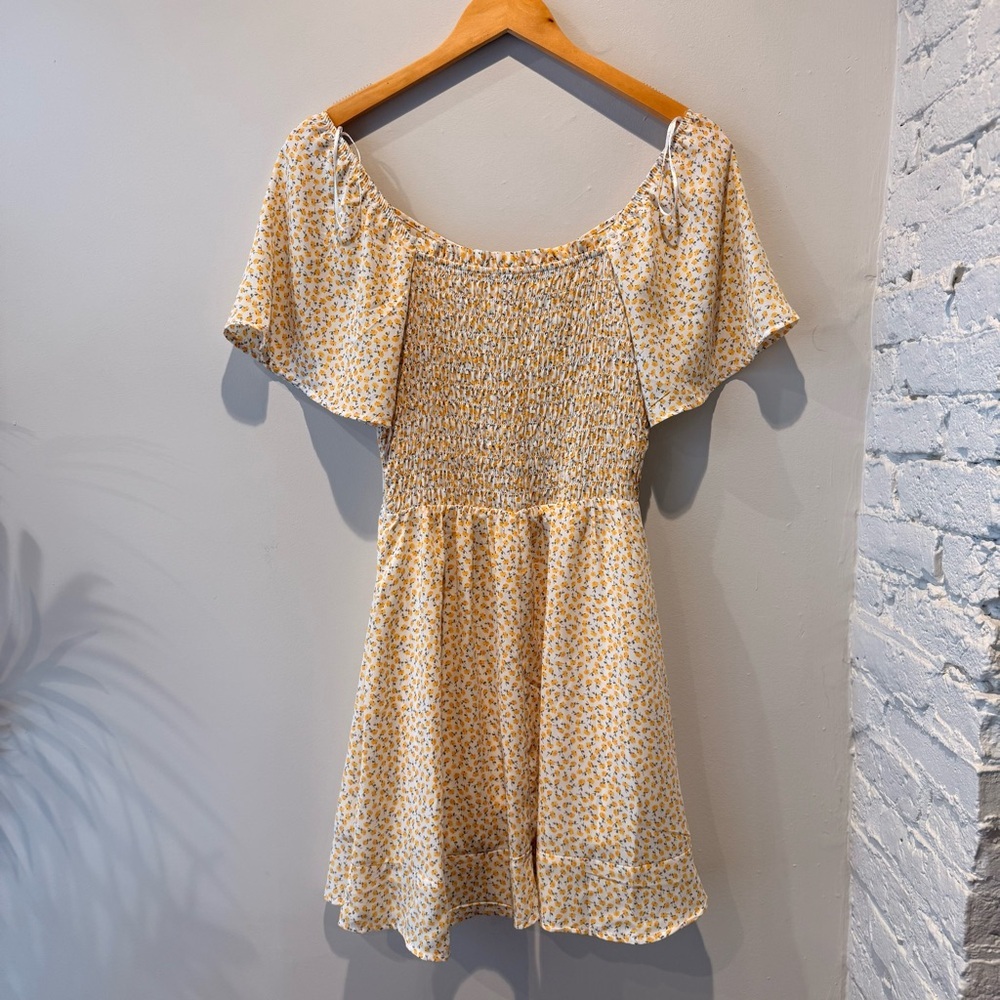 Sienna Sky Yellow Ditsy-Print Scoop Neck Mini Dress - Picture 5 of 5